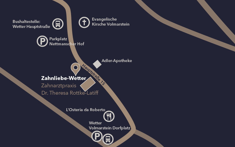 Zahnarztpraxis Zahnliebe Wetter – Lagekarte der Praxis in der Hauptstraße 15